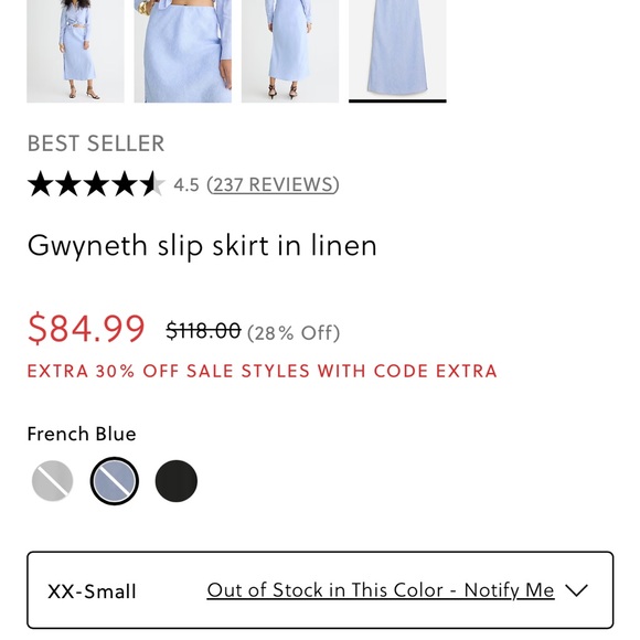 JCrew French Blue Gwyneth slip skirt in linen - Picture 5 of 5
